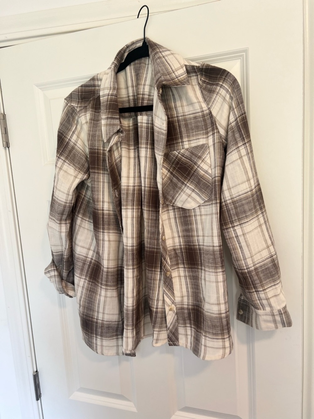 BE COOL Plaid Shirt Jacket in Beige and Gray